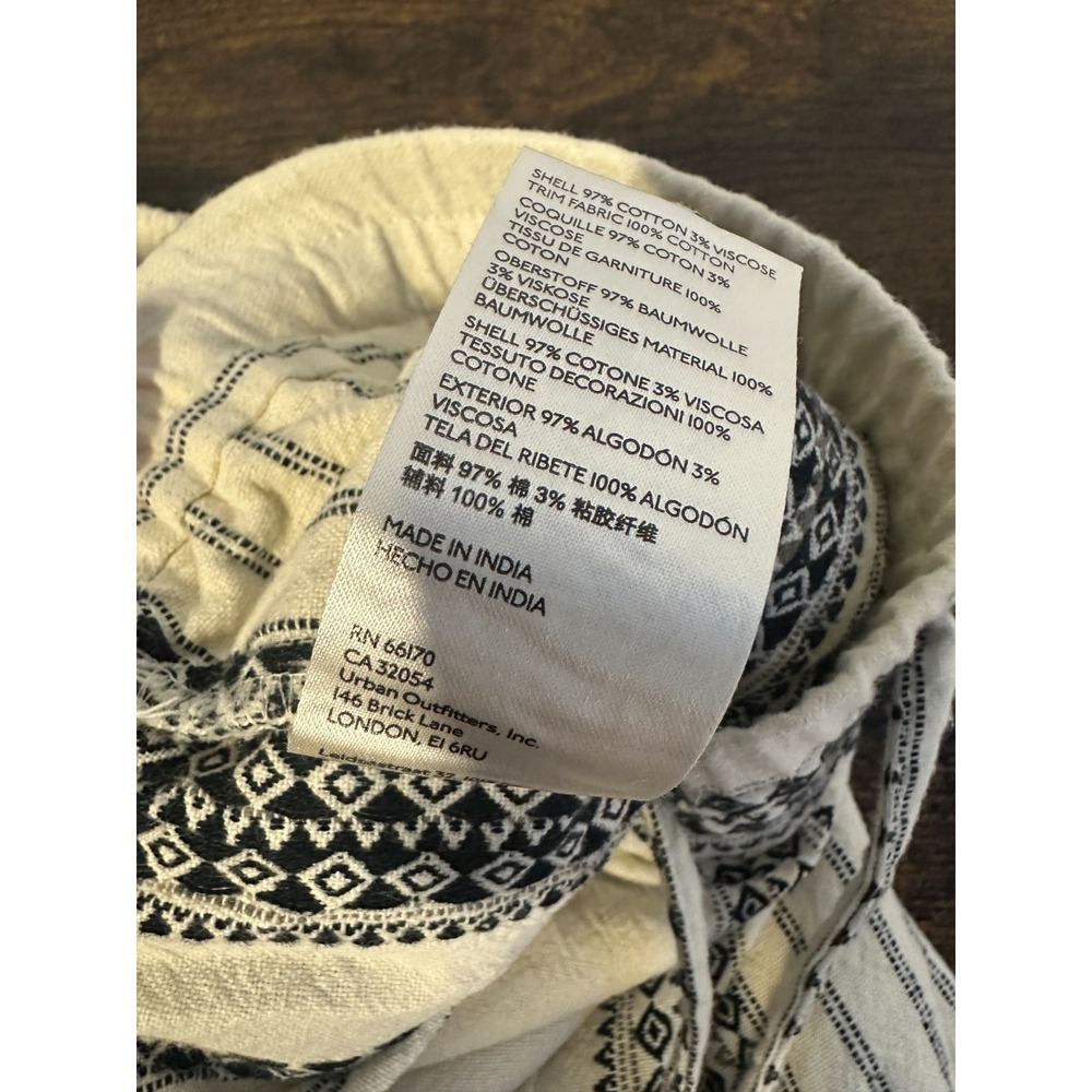 by Anthropologie Essential Beach Pant Cream Black Tribal Stripe Tassel Medium - Picture 9 of 15